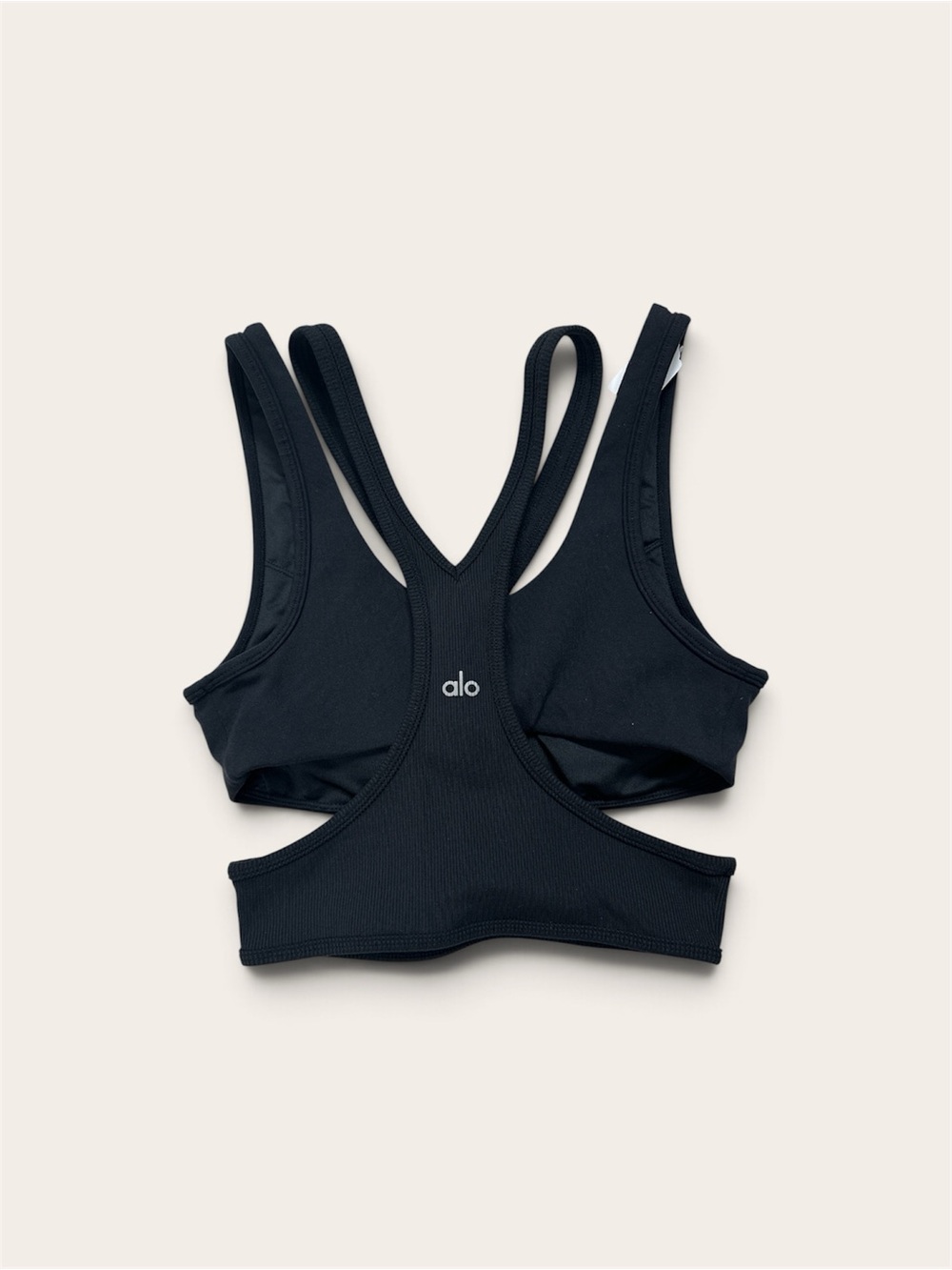 ALO Yoga Black Strappy Racerback Sports Bra